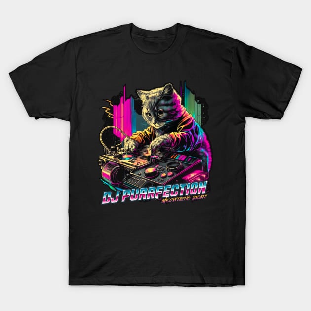 DJ Purrfection Cat DJ T-Shirt by BankaiChu